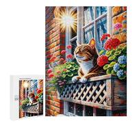 Puzzles for Teenagerss 500 PCS Sunlit Window Cat Jigsaw Puzzle Relax Games Perfect Decoration Unique Birthday And Xmas Gifts 500 PCS