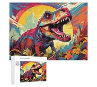 Puzzles for Teenagerss 500 PCS Vibrant Dinosaur Artwork Teenagers Puzzles Relaxing Games Presents for Women Fun Activities at Home 500 PCS