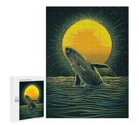 Puzzles for Teenagerss 500 PCS Whale Leaping Sunset Adult Jigsaw Puzzle Toy Wall Decor Difficult Challenge Christmas Birthday Gifts 500 PCS