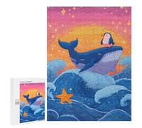 Puzzles for Teenagerss 500 PCS Whale, Penguin, And Starfish Ocean Adventure Teenagers Puzzles Anti-Stress Toys Wall Decoration Unique Birthday And Xmas Gifts 500 PCS