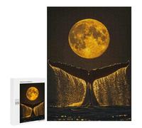 Puzzles for Teenagerss 500 PCS Whale Tail And Full Moon Adult Jigsaw Puzzle Toy Wall Decor Difficult Challenge Christmas Birthday Gifts 500 PCS