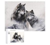 Puzzles for Teenagerss 500 PCS Winter Wolf Pair Jigsaw for Adults Relax Games Perfect Decoration Fun Activities at Home 500 PCS
