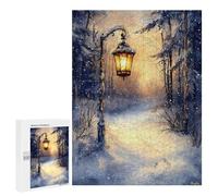 Puzzles for Teenagerss 500 PCS Winters Glow Lantern Light on A Snowy Path Jigsaw Puzzle Toy Wall Decor Home Decoration Unique Birthday And Xmas Gifts 500 PCS
