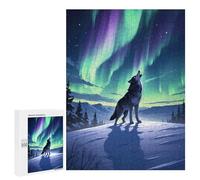 Puzzles for Teenagerss 500 PCS Wolf Howling Aurora Borealis Adult Jigsaw Puzzle Toy Wall Decor Difficult Challenge Christmas Birthday Gifts 500 PCS
