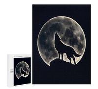 Puzzles for Teenagerss 500 PCS Wolf Howling Under Moon Jigsaw Puzzle Fun Games Pattern Assembly Unique Birthday And Xmas Gifts 500 PCS