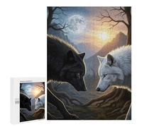 Puzzles for Teenagerss 500 PCS Wolves Staring Animal Puzzles for Adults Fun Games Perfect Decoration Unique Birthday And Xmas Gifts 500 PCS