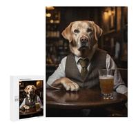 Puzzles for Teenagerss 500 PCS Yellow Labrador in The Pub Jigsaws for Adults Relaxing Games Difficult Challenge Fun Activities at Home 500 PCS