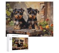 Puzzles for Teenagerss 500 PCS Yorkshire Terrier Puppies Jigsaw Puzzle Fun Games Pattern Assembly Unique Birthday And Xmas Gifts 500 PCS