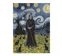 Puzzles for Teenagerss 52x38cm/1000pcs Grim Cats on Starry Night Jigsaw Puzzle Hands-on Game Staycation Kill Time Challenging Game Gifts 52x38cm/1000pcs