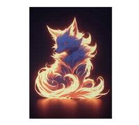 Puzzles for Teenagerss 52x38cm/1000pcs Neon Fire Kitsune Fox Puzzle for Adults Family Game Perfect Decoration Christmas Birthday Gifts 52x38cm/1000pcs