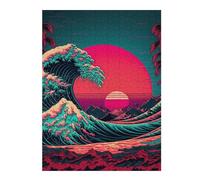 Puzzles for Teenagerss 52x38cm/1000pcs Neon Wave Sunset -2 Adult Puzzles Brain Teaser Game Perfect Decoration Challenging Game Gifts 52x38cm/1000pcs