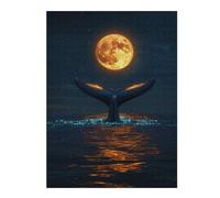 Puzzles for Teenagerss 52x38cm/1000pcs Whale Tail Under Full Moon Jigsaw for Adults Toy Wall Decor Stress Reliever Fun at Home Activities, 52x38cm/1000pcs