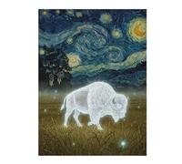 Puzzles for Teenagerss 52x38cm/1000pcs White Buffalo in Starry Night Style Jigsaw for Adults Relax Games Perfect Decoration Fun Activities at Home 52x38cm/1000pcs
