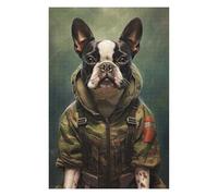 Puzzles for Teenagerss 75x50cm/1000pcs Boston Terrier Camo Jacket Jigsaws for Adults Relax Games Perfect Decoration Unique Birthday And Xmas Gifts 75x50cm/1000pcs