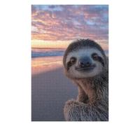 Puzzles for Teenagerss 75x50cm/1000pcs Cute Sloth at Sunset Beach Jigsaw for Adults Relax Games Perfect Decoration Fun Activities at Home 75x50cm/1000pcs