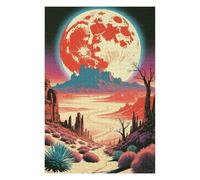 Puzzles for Teenagerss 75x50cm/1000pcs Desert Landscape with Red Moon Jigsaw Puzzle Hands-on Game Staycation Kill Time Challenging Game Gifts 75x50cm/1000pcs