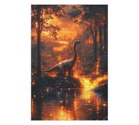 Puzzles for Teenagerss 75x50cm/1000pcs Dinosaur in Fire Forest Jigsaw Puzzle Hands-on Game Staycation Kill Time Challenging Game Gifts 75x50cm/1000pcs