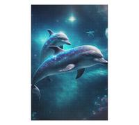Puzzles for Teenagerss 75x50cm/1000pcs Dolphins in Cosmic Waters Jigsaws for Adults Relax Games Perfect Decoration Unique Birthday And Xmas Gifts 75x50cm/1000pcs