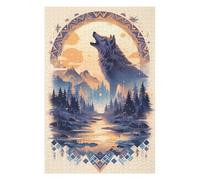 Puzzles for Teenagerss 75x50cm/1000pcs Harmony Wolf Howl at Dusk Jigsaw for Adults Relax Games Perfect Decoration Fun Activities at Home 75x50cm/1000pcs