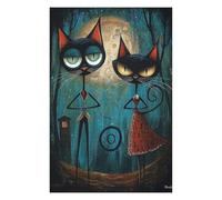 Puzzles for Teenagerss 75x50cm/1000pcs Midnight Whiskers Steampunk Cat Duo Jigsaw Puzzle Hands-on Game Staycation Kill Time Challenging Game Gifts 75x50cm/1000pcs
