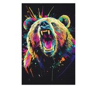 Puzzles for Teenagerss 75x50cm/1000pcs Neon Bear Roar Jigsaw Puzzle Hands-on Game Staycation Kill Time Challenging Game Gifts 75x50cm/1000pcs