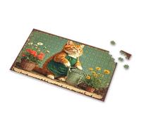 Puzzles For Toddlers 2-4 A Ginger Cat In An Apron Waters Flowers Picture Puzzle 3 Year Old Girl Gifts Spot It Game For Kids(500PCS)