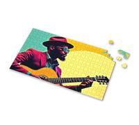 Puzzles For Toddlers 2-4 A Man In A Hat Playing An Acoustic Guitar Picture Puzzle 3 Year Old Girl Gifts Spot It Game For Kids(1000PCS)