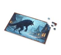 Puzzles For Toddlers 2-4 A Nightmarish Wolf Stands Before Haunted Houses Picture Puzzle Puzzle Books For Adults Girl Toys Age 4-5(300PCS)