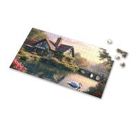 Puzzles For Toddlers 2-4 A Picturesque Cottage By A Serene Lake With A Swan Floating On The Water Picture Puzzle Toys For Boys 6-8 Toys For Boys 4-6(300PCS)
