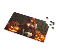 Puzzles For Toddlers 2-4 A Woman With Long Red Hair Is Sitting Among Carved Pumpkins, Picture Puzzle 3 Year Old Girl Gifts Spot It Game For Kids(500PCS)