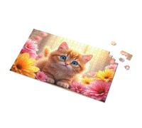 Puzzles For Toddlers 2-4 Adorable Kitten Amidst Colorful Flowers Picture Puzzle Puzzle 500 Pieces Jigsaw Puzzles 300 Pieces For Ad(500PCS)