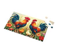 Puzzles For Toddlers 2-4 Two Roosters And Two Chicks In A Garden Picture Puzzle 4 Year Old Boy Gift 100 Piece Puzzles For Kids(1000PCS)