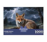 Puzzles Fox Dog 1000 Pieces Challenge Game for Adults,Thunderstorm Mountains Impossible Jigsaw Puzzle 1000 Piece Educational Game Home Decoration 38x26cm/1000pcs