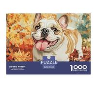 Puzzles French Bulldog 1000 Piece Challenge Game for Adults,Autumn Pastoral Impossible Jigsaw Puzzles 1000 Piece Educational Games for Adults Or Families 70x50cm/1000pcs