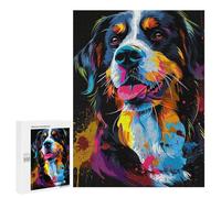 Puzzles Für Erwachsene 500 PCS Puzzles Colorful Bernese Mountain Dog Art Print-1 Puzzles Für Erwachsene, Familienaktivitäten, Schwierig Und Herausfordernd, Ideal Als Geschenk 500 PCS