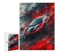Puzzles Für Erwachsene 500 PCS Puzzles Red Sports Car Speeding Through Flames Puzzles Für Erwachsene, Familienaktivitäten, Schwierig Und Herausfordernd, Ideal Als Geschenk 500 PCS