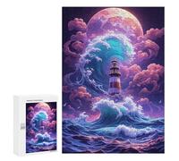 Puzzles Für Erwachsene300 PCS Ocean Wave Lighthouse Moon Schwierige Und Herausfordernde Puzzles Für Erwachsene - Geburtstagsgeschenk Und Einzigartige Geschenke 300 PCS