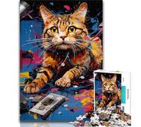 Puzzles Futuristic Cat Jigsaw Puzzle 1000 Pieces for Adults,for Age 14+ Impossible Game Best Gift for Adults And Teenagers 26x38cm