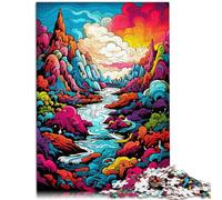 Puzzles Games Colorful psychedelic landscape art 1000 Piece Puzzle For Adults Wooden Jigsaw Puzzles Puzzle Hands-on Game-Family Decoration(50x75cm)