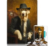 Puzzles Gentleman Golden Retriever Jigsaw Puzzles 1000 Pieces for Adults Teens,Toys Educational Games Stress Relieving Unique Home Decor And Gifts 50x75cm