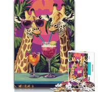 Puzzles Giraffe Drinking A Drink 1000 Piece Jigsaw Puzzles for Adults Gifts,is Ideal As A Gift for The Whole Family Suitable for And 14 (50x75cm)