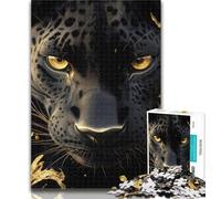 Puzzles Golden Black Panther 1000 Piece Jigsaw Puzzles for Teenagers,Challenging Difficult with Fully Interlocking Randomly Shaped Pieces 26x38cm
