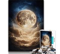 Puzzles Golden Full Moon Jigsaw Puzzles for Adults 1000 Pieces,for Educational Game Challenge Toy Artists Collection, Fine Art 50x75cm