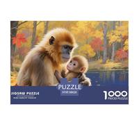 Puzzles Golden Monkey 1000 Piece Challenge Game for Adults,Idyllic Autumn Forest Impossible Jigsaw Puzzles 1000 Pieces Educational Game Home Decoration 38x26cm/1000pcs