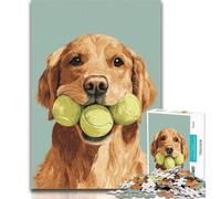 Puzzles Golden Retriever Playing Tennis 1000 Pieces Jigsaw Puzzles for Adults And Teens,Learning Educational Toys Family Games Enhance Love between Couples 50x75cm