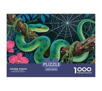 Puzzles Green Tree Python 1000 Pieces Challenge Toy for Adults,Tropical Jungle Impossible Jigsaw Puzzles 1000 Pieces Educational Games Home Decoration 70x50cm/1000pcs