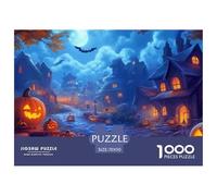 Puzzles Halloween Village 1000 Piece Challenge Game for Adults,Jack - O'- Lanterns Impossible Jigsaw Puzzles 1000 Pieces Educational Game Home Decoration 70x50cm/1000pcs