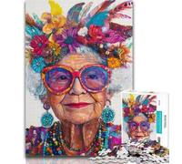 Puzzles Happy Grandma Jigsaw Puzzles for Adults 1000 Pieces,for Educational Game Challenge Toy Artists Collection, Fine Art 26x38cm