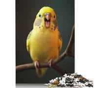 Puzzles Happy Yellow Budgie Singing 500 Pieces Jigsaw Puzzle for Adults Wooden Jigsaw Suitable for Adults And over 18 Years Old Stress Relief Toys 500pcs (52x38cm)