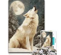 Puzzles Howling White Wolf Jigsaw Puzzles for Adults 1000 Pieces,for Educational Game Challenge Toy Artists Collection, Fine Art 26x38cm